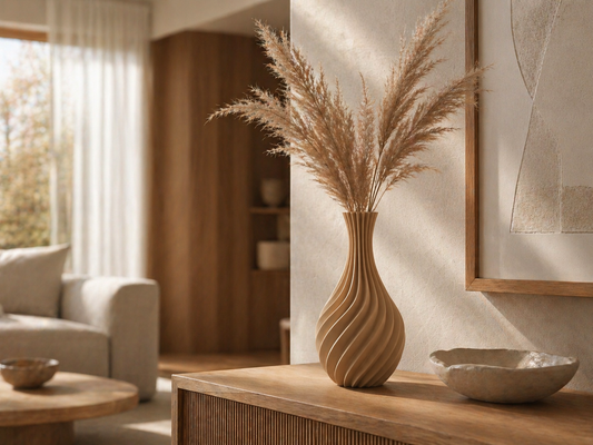 Minimalistische Vase Forma Elira aus nachhaltigen Rohstoffen, in Deutschland gefertigt, umweltfreundlich verpackt