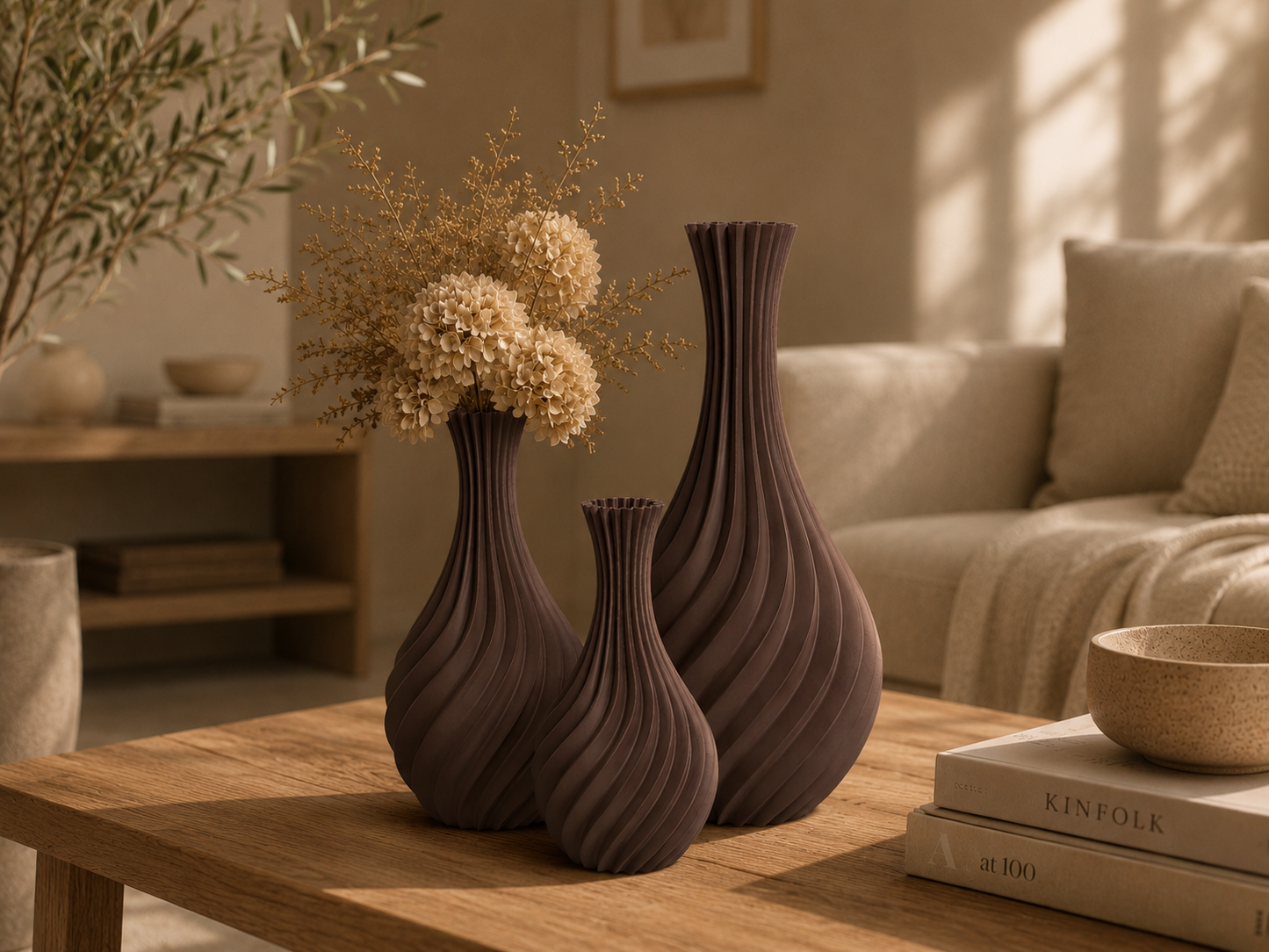 Minimalistisches Forma Elira Vasen Set aus nachhaltigen Rohstoffen, in Deutschland gefertigt