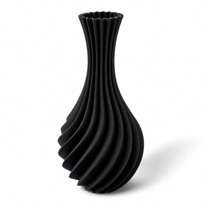 Elegante Design Vase Forma Elira und Forma Kairo aus nachhaltigen Materialien in schwarz-weiß, hergestellt in Deutschland