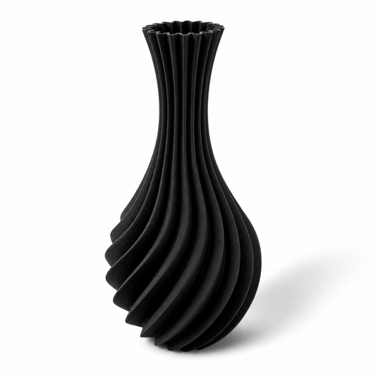 Elegante Design Vase Forma Elira und Forma Kairo aus nachhaltigen Materialien in schwarz-weiß, hergestellt in Deutschland