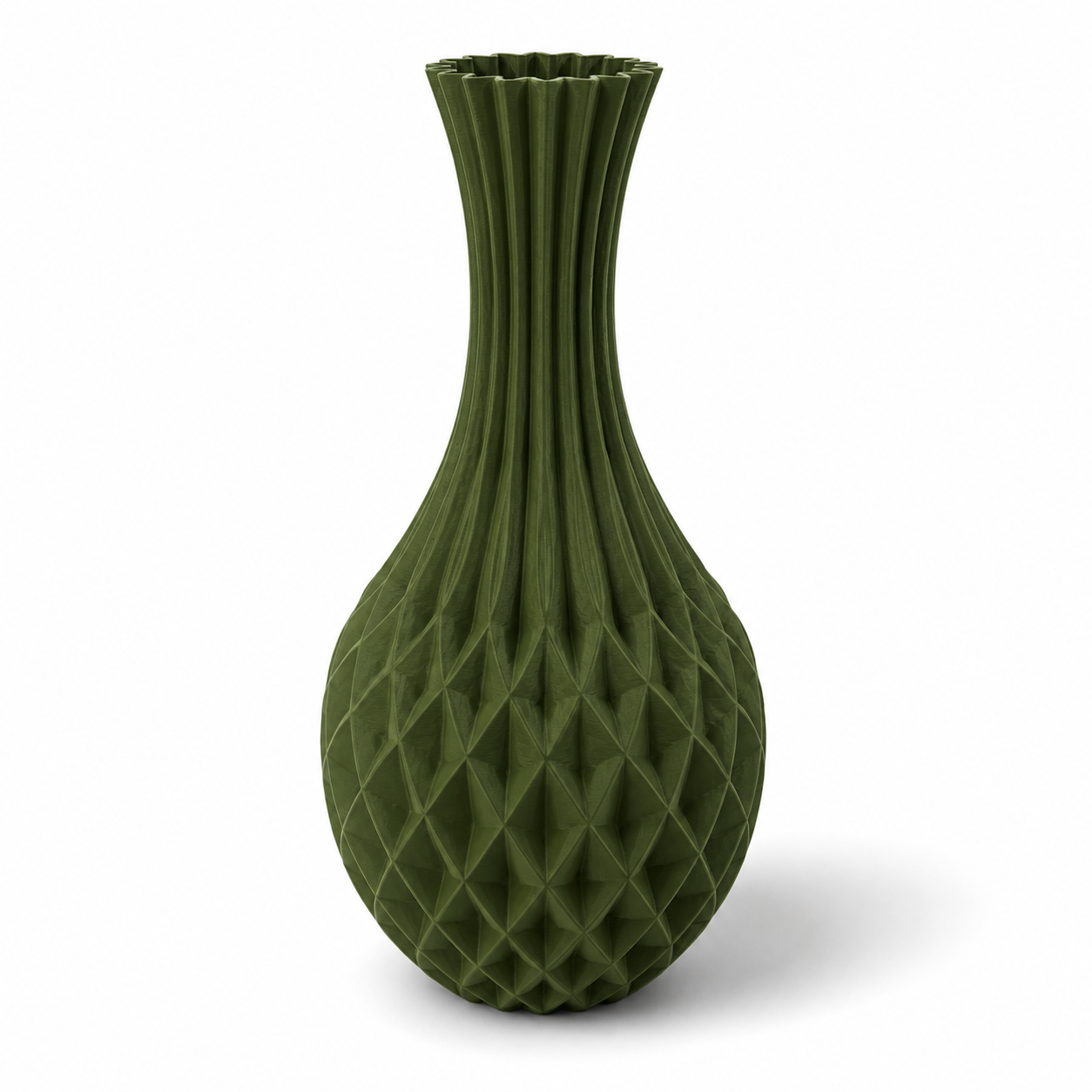 Moderne Vase Forma Kairo aus nachhaltigen Rohstoffen auf Sideboard, umweltfreundlich verpackt