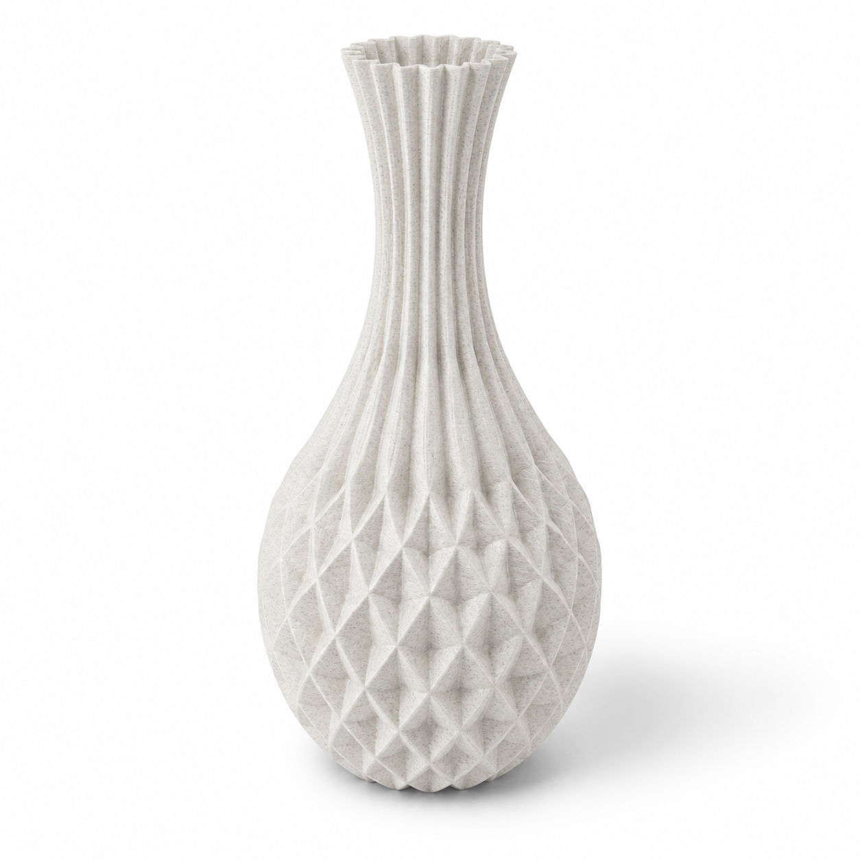 Moderne Vase Forma Kairo aus nachhaltigen Materialien auf Sideboard, umweltfreundlich gefertigt in Deutschland